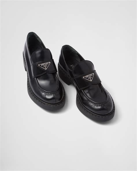 prada chocolate brushed leather loafers|Prada brushed leather loafers men.